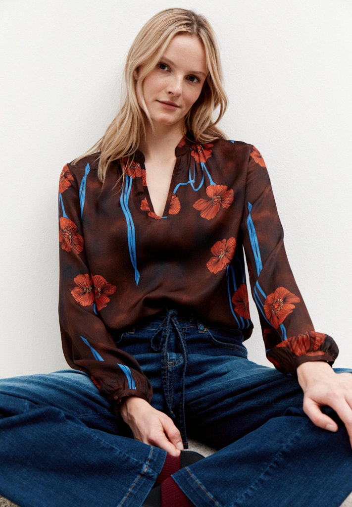 51102052 MORE&MORE - Printed Satin Blouse 4284 poppy flower print