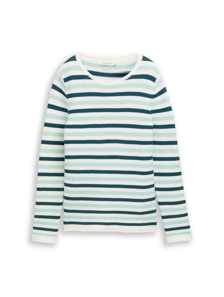 1016350 TOM TAILOR wmn - New Ottoman Pullover 40018 mint green beige stripe