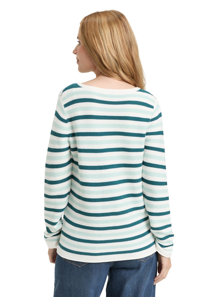 1016350 TOM TAILOR wmn - New Ottoman Pullover 40018 mint green beige stripe