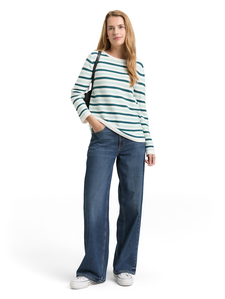 1016350 TOM TAILOR wmn - New Ottoman Pullover 40018 mint green beige stripe