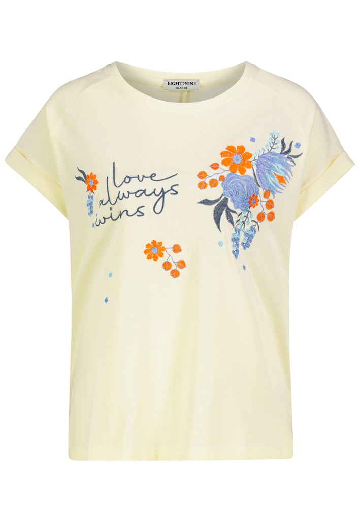 D12022M02843A AUTHENTIC STYLE wmn - T-Shirt mit Stickmotiv 10100 pastel yellow