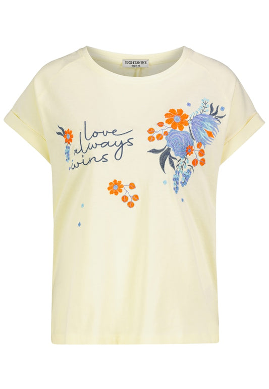 D12022M02843A AUTHENTIC STYLE wmn - T-Shirt mit Stickmotiv 10100 pastel yellow