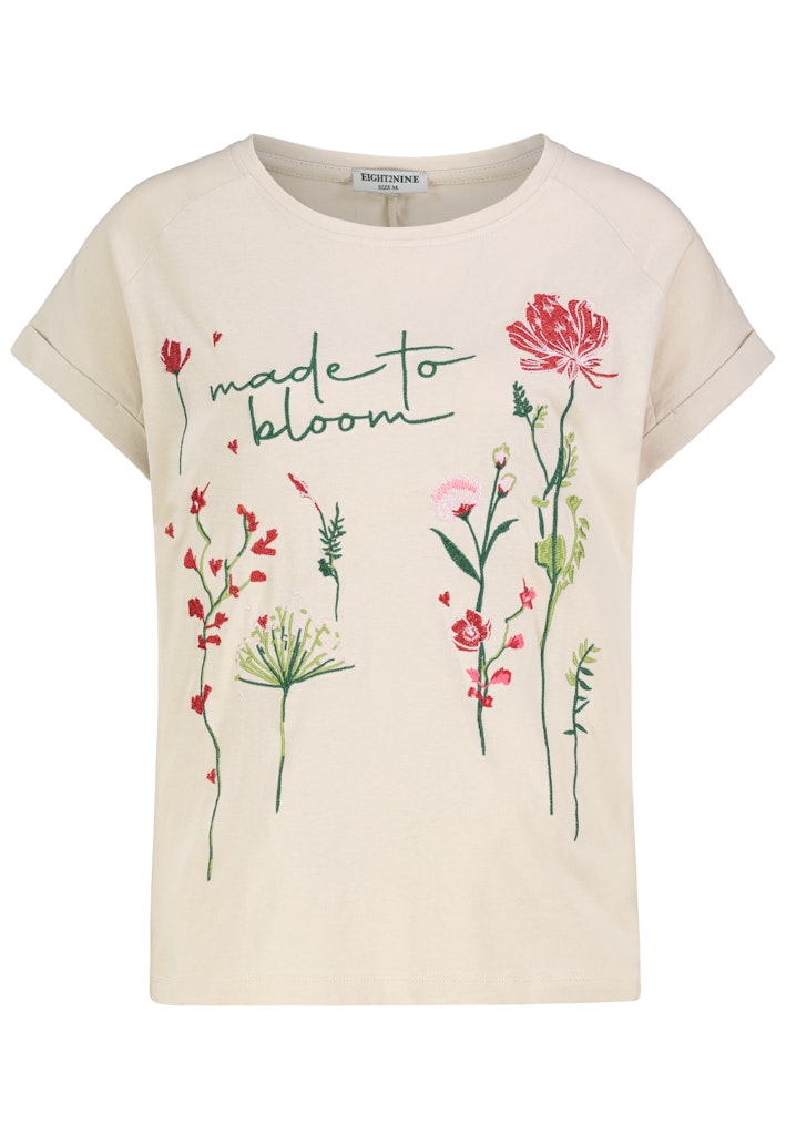 D12022M02843A AUTHENTIC STYLE wmn - T-Shirt mit Stickmotiv 20200 light sand