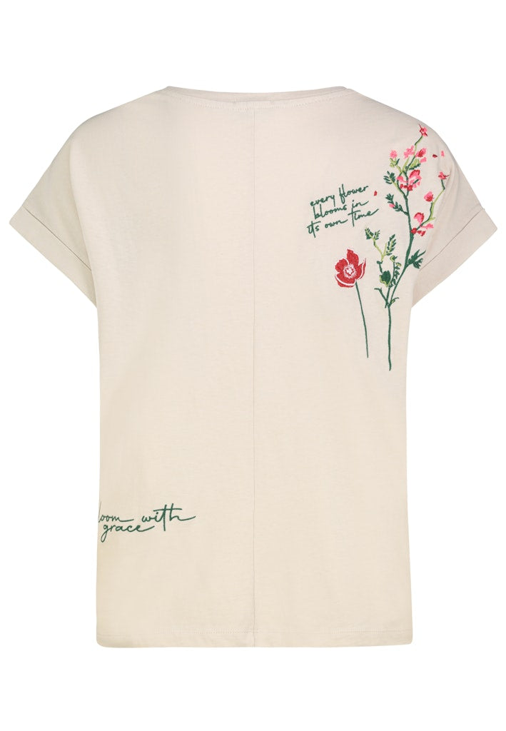 D12022M02843A AUTHENTIC STYLE wmn - T-Shirt mit Stickmotiv 20200 light sand