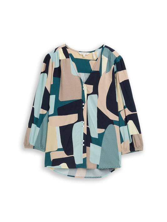 1049794 TOM TAILOR wmn - Bluse 39722 petrol print design