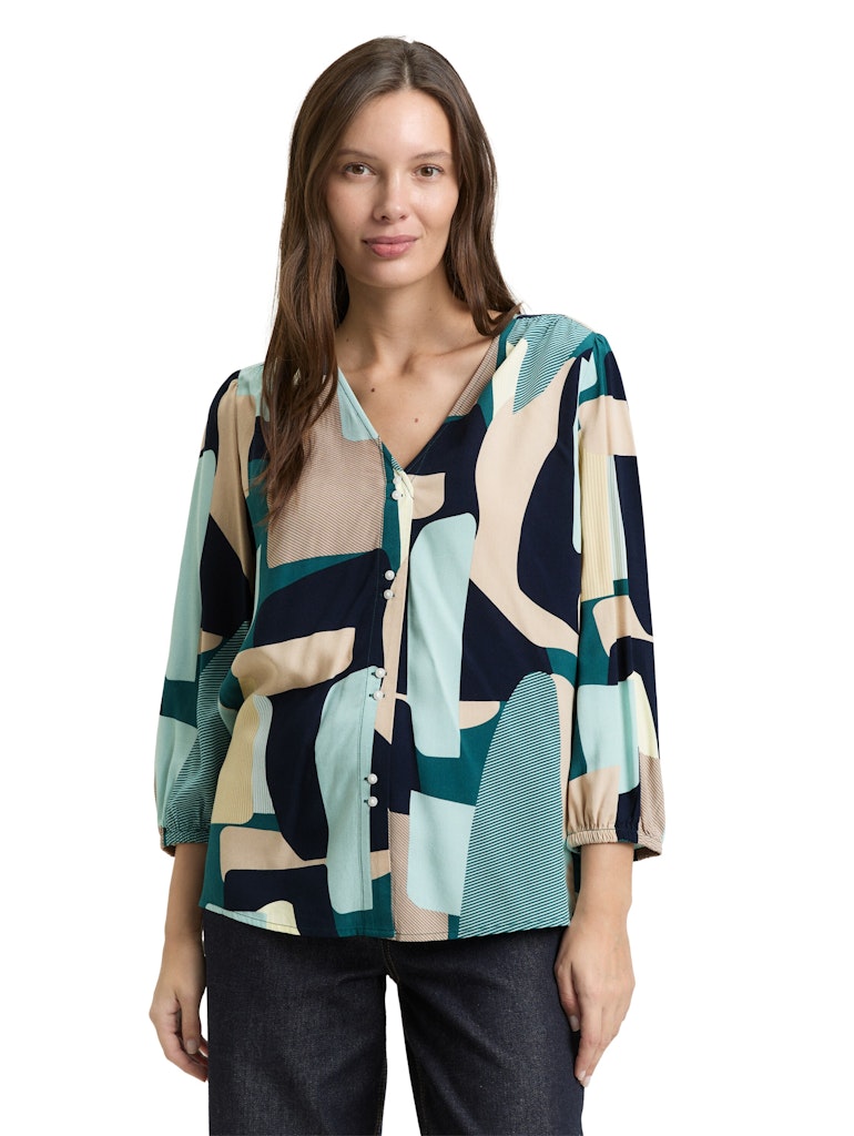 1049794 TOM TAILOR wmn - Bluse 39722 petrol print design