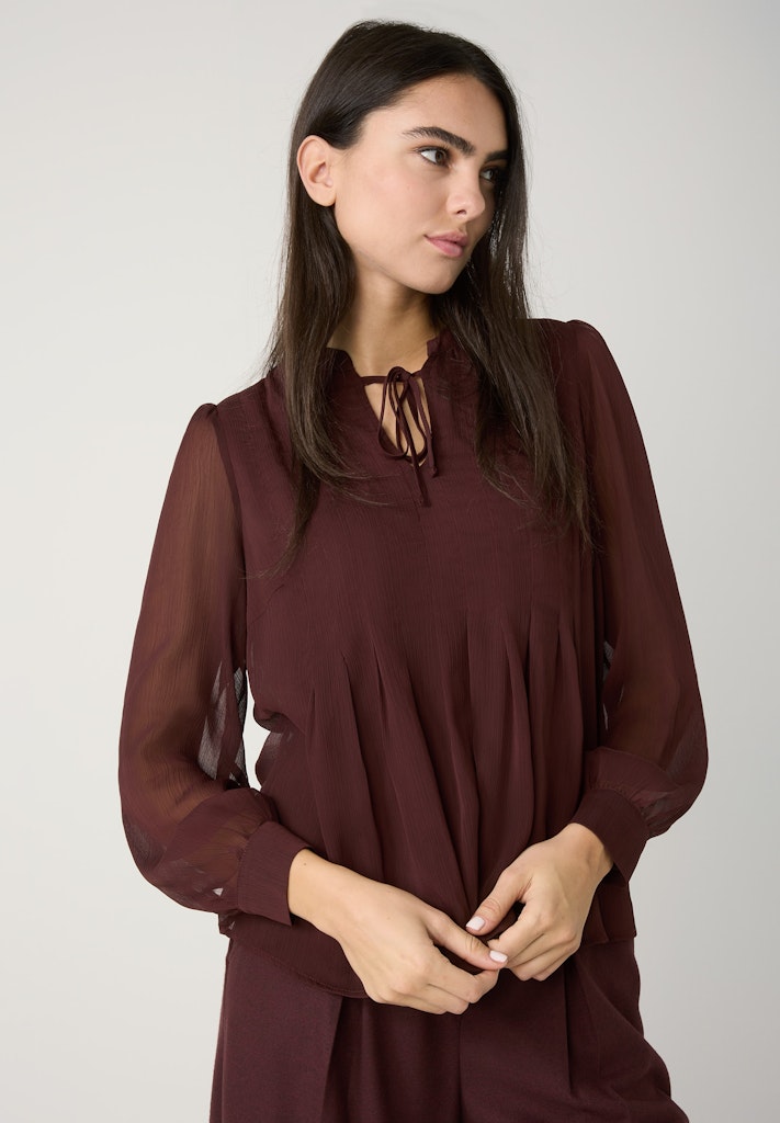 51102057 MORE&MORE Blouse with Pleats 0284 raisin brown