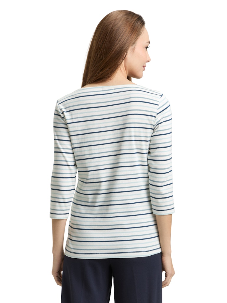 1050415 TOM TAILOR wmn - Shirt 39931 green stripe