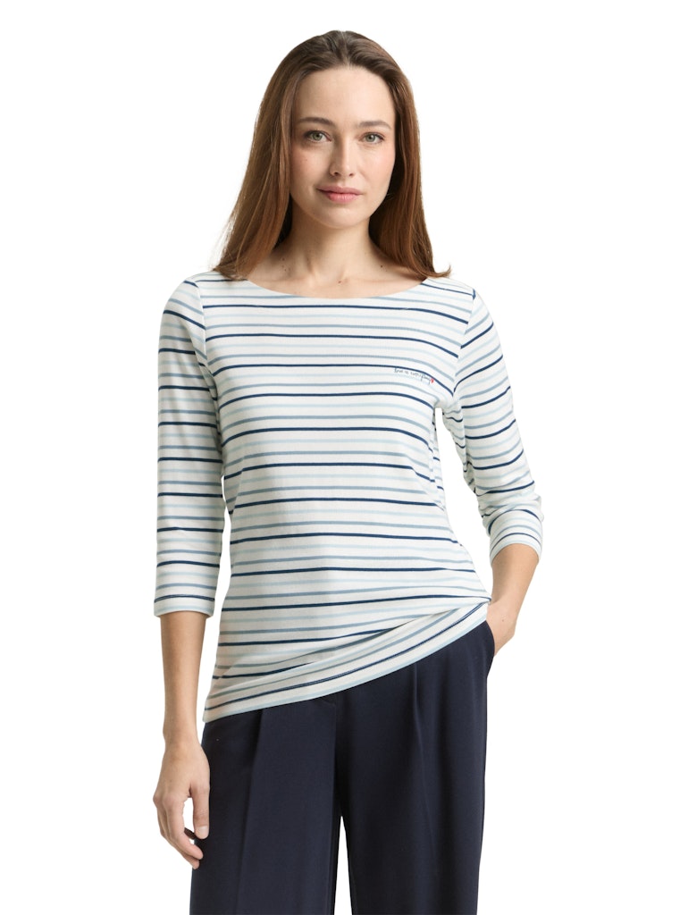 1050415 TOM TAILOR wmn - Shirt 39931 green stripe