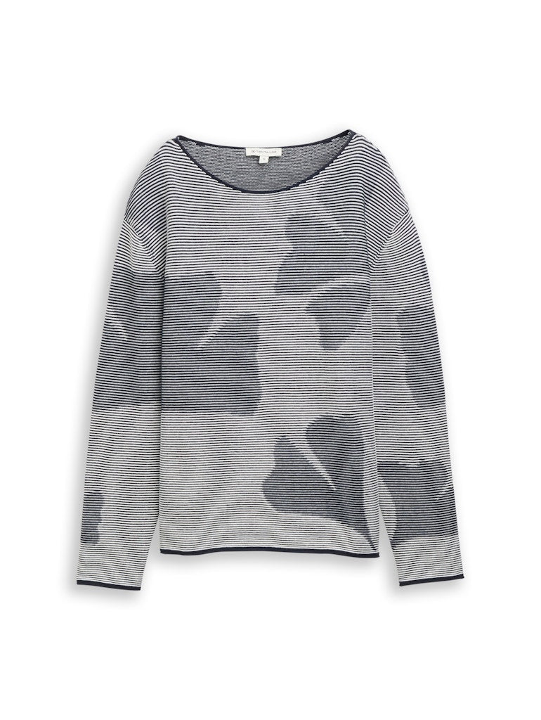 1050548 TOM TAILOR wmn - Pullover 39926 navy ginko structure stripe