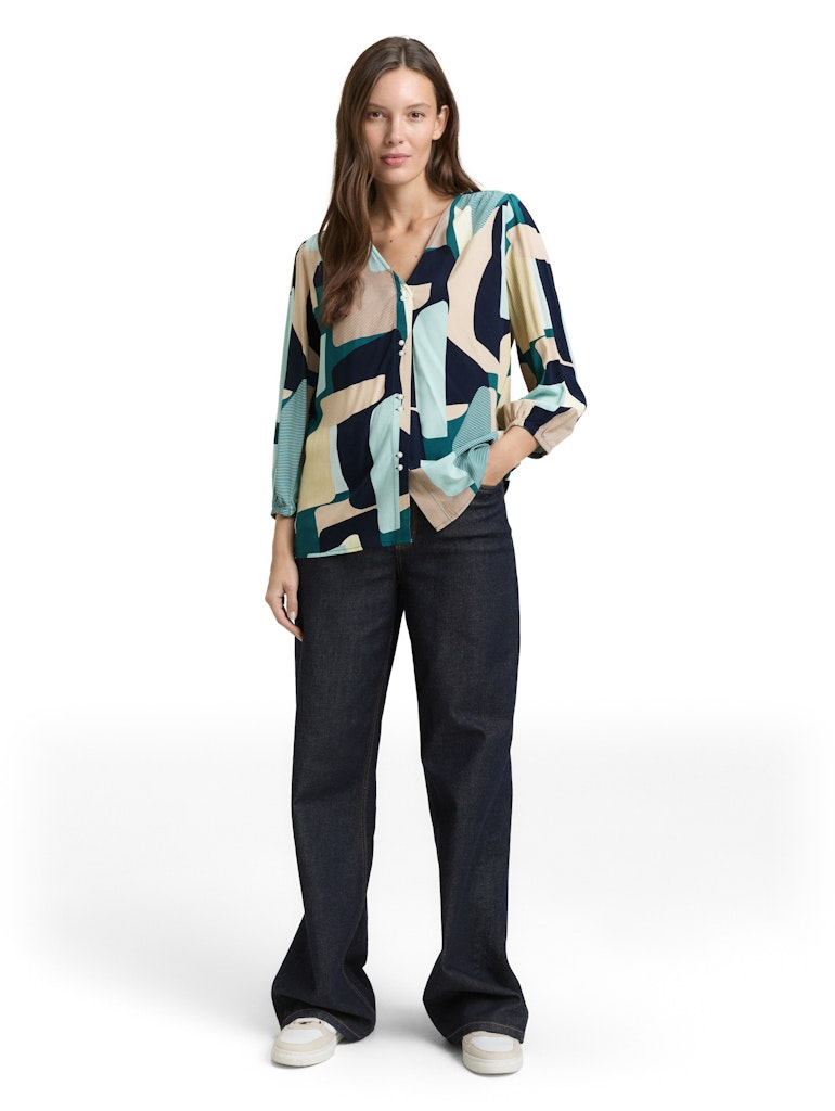 1049794 TOM TAILOR wmn - Bluse 39722 petrol print design