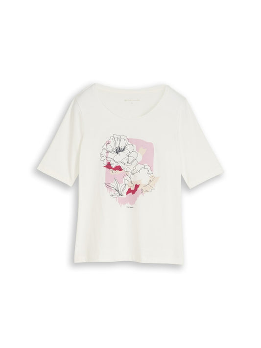 1050457 TOM TAILOR wmn - T-Shirt mit Print 10315 whisper white