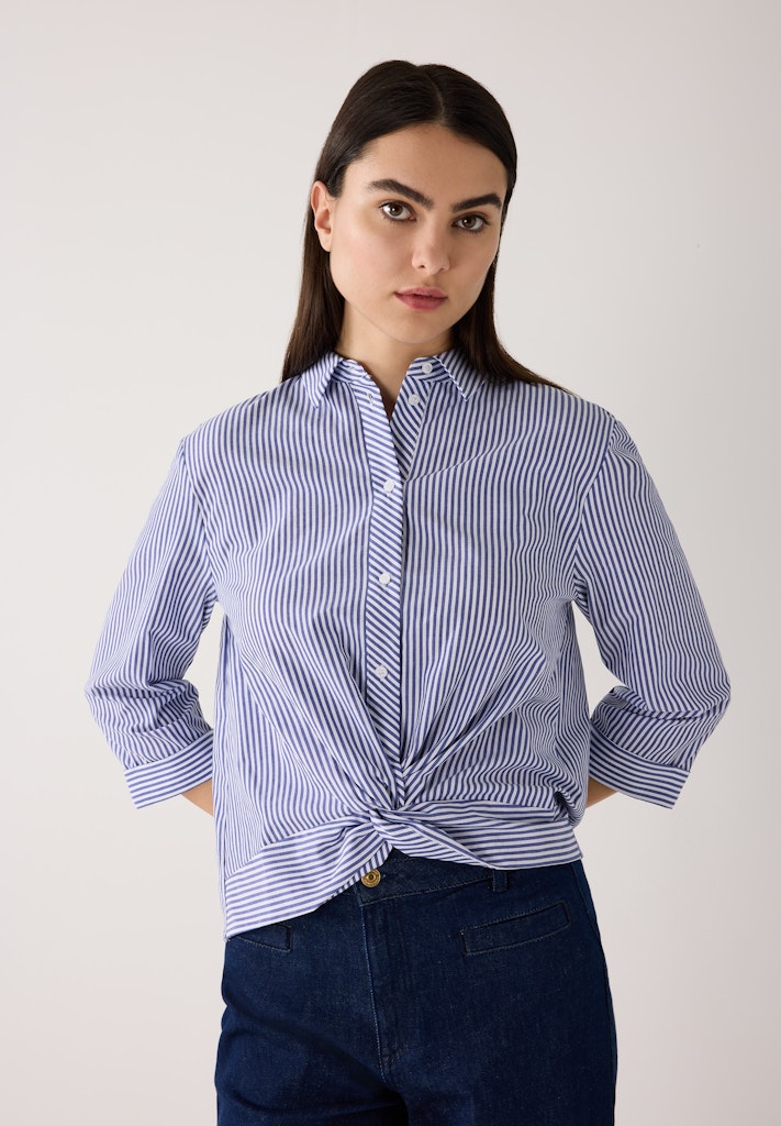 61022052 MORE&MORE - Shirt Blouse with Twist Detail 2373 mix stripe twotone