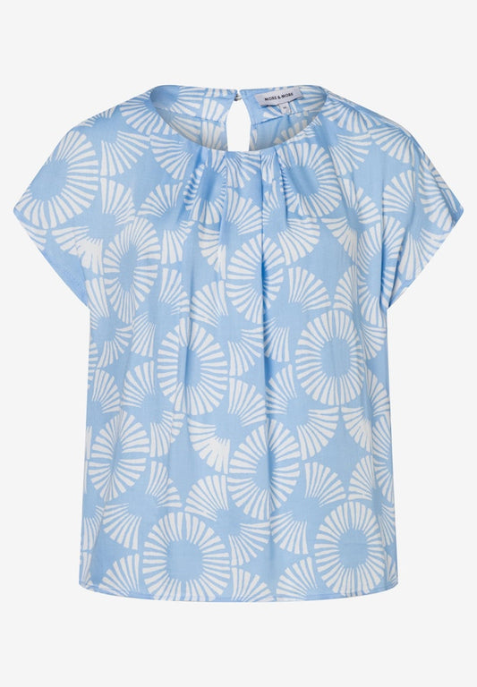 61812484 MORE&MORE - Flower Printed Blouse 2319 fresh skyblue offwihite