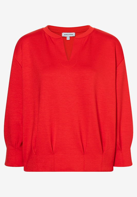 61020258 MORE&MORE - Sweatshirt with Pleat-Details 0539 tulip red
