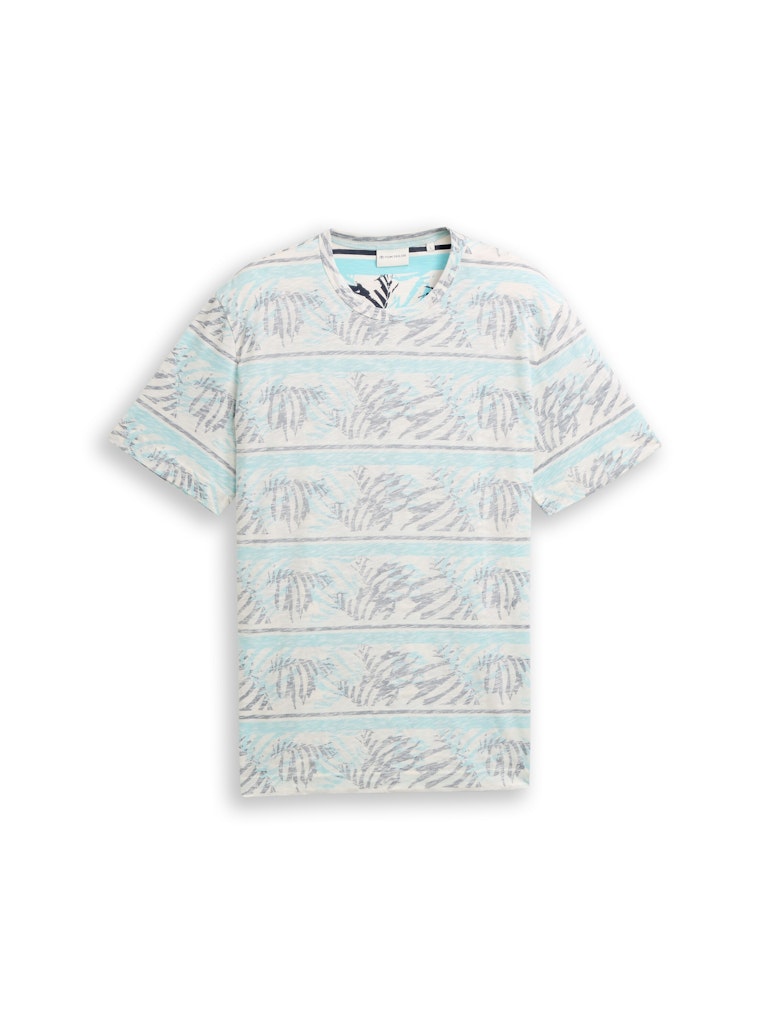1050856 TOM TAILOR men - T-Shirt 39824 blue teal leaf stripe
