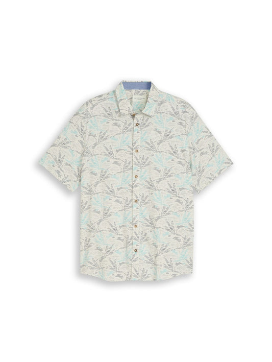 1049605 TOM TAILOR men - Halbarmhemd 39713 off white navy palm design