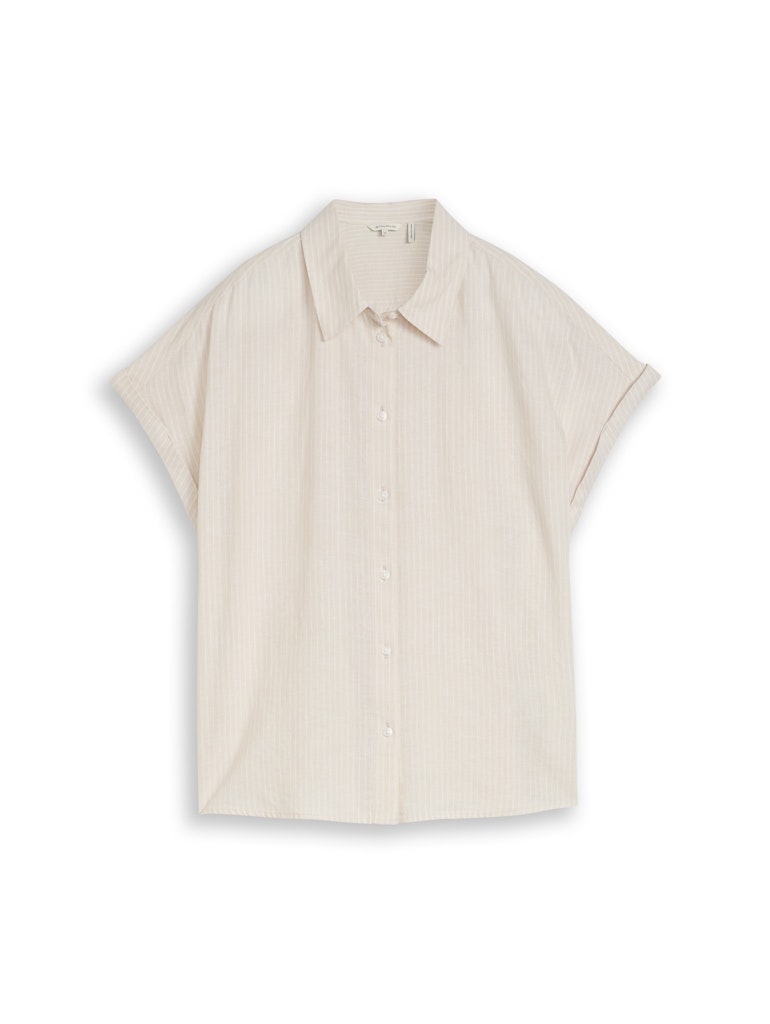 1049799 TOM TAILOR wmn - Bluse 40073 taupe white irregular stripe