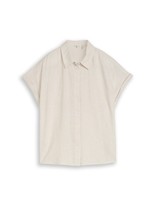 1049799 TOM TAILOR wmn - Bluse 40073 taupe white irregular stripe