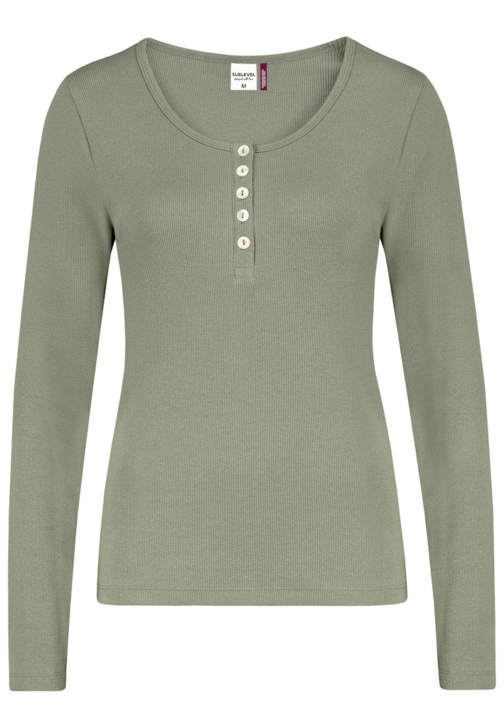 D16005M02779C AUTHENTIC STYLE wmn - Ripshirt mit Knopfleiste 12300 faded green
