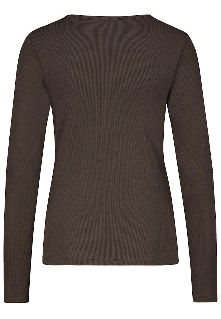 D16005M02779C AUTHENTIC STYLE wmn - Ripshirt mit Knopfleiste 21400 deep chocolate brown