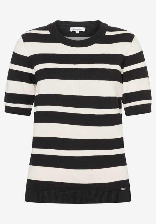 61811470 MORE&MORE - Striped short Sleeved Pullover 2790 graphitical print