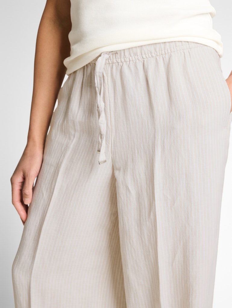 1050573 TOM TAILOR wmn - Loose Fit Hose mit Leinenanteil 40073 taupe white irregular stripe