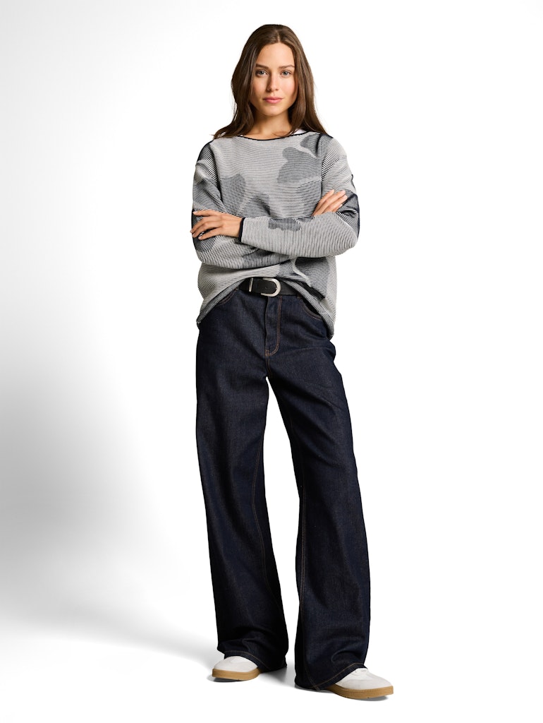 1050548 TOM TAILOR wmn - Pullover 39926 navy ginko structure stripe