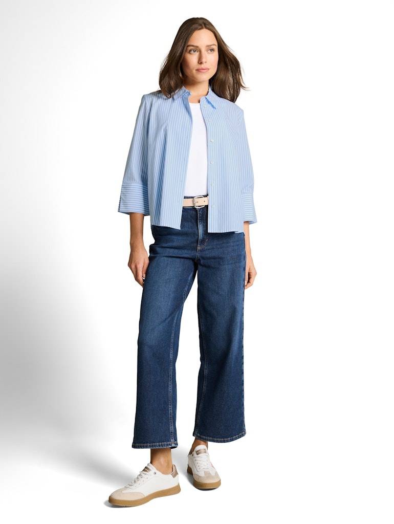 1049805 TOM TAILOR wmn - Hemdbluse mit 3/4-Arm 38652 dreamy blue white small stripe
