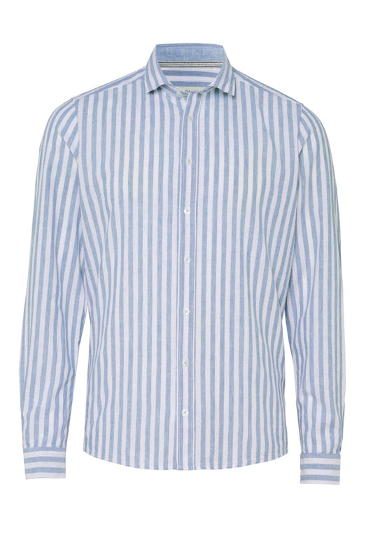 E31515-51701 PURE- Casual Hemd Langarm 163 mittelblau-weiß