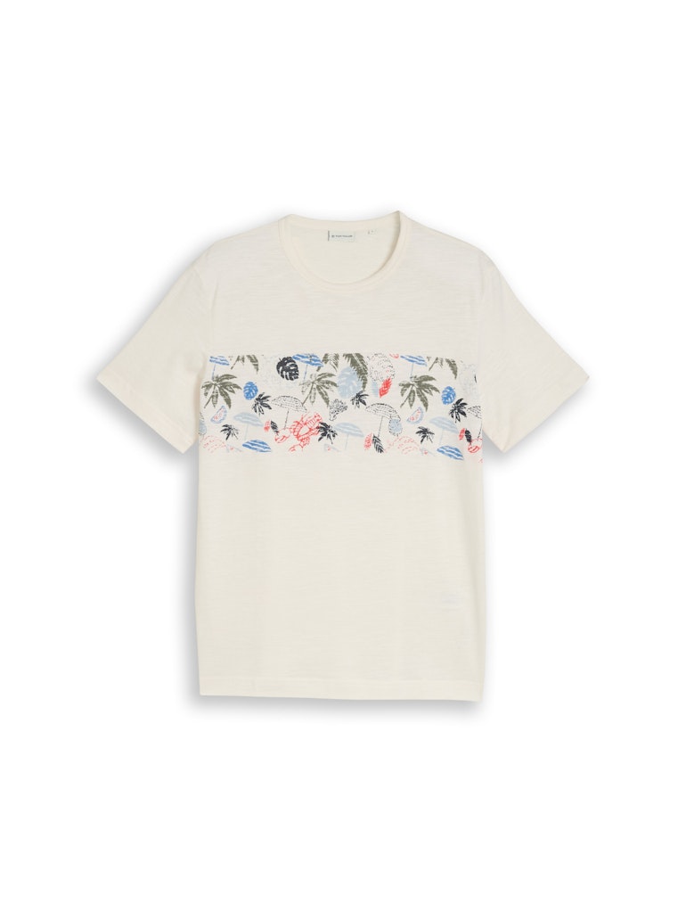1051175 TOM TAILOR men - T-Shirt mit Print 10348 gardenia white