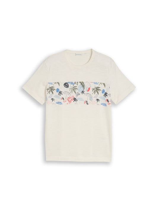 1051175 TOM TAILOR men - T-Shirt mit Print 10348 gardenia white