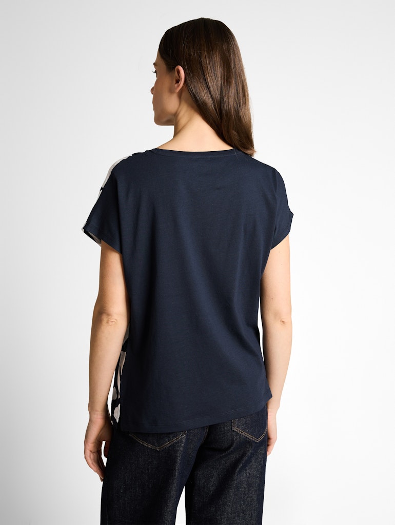 1050445 TOM TAILOR wmn - T-Shirt im Material-Mix 40118 big navy ginkgo