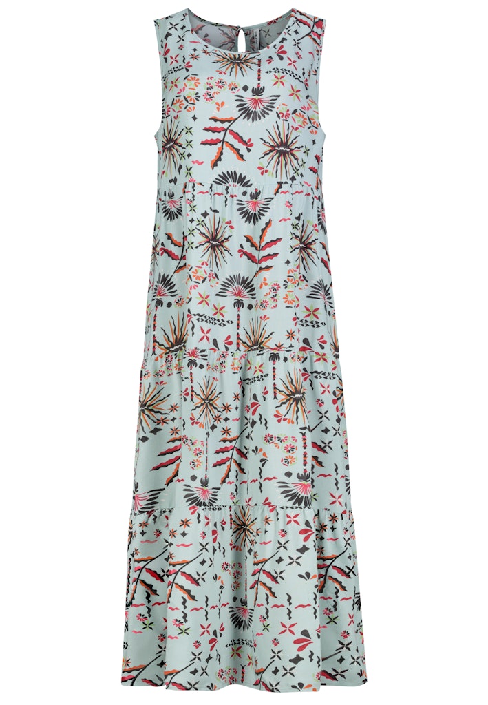 D73771AG30435C AUTHENTIC STYLE wmn - Kleid mit Volants 12700 ethno green anthra
