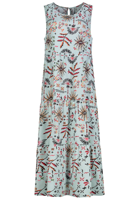 D73771AG30435C AUTHENTIC STYLE wmn - Kleid mit Volants 12700 ethno green anthra