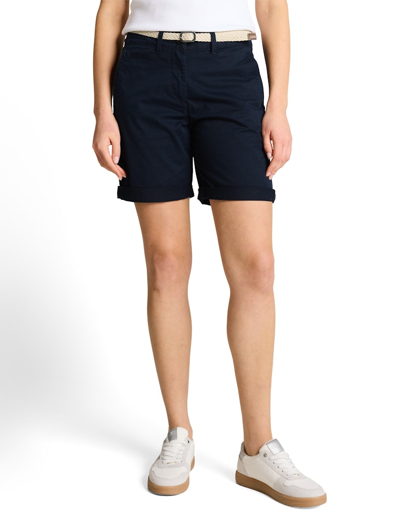 1049980 TOM TAILOR wmn - Chino Bermuda Shorts mit Gürtel 10668 sky captain blue