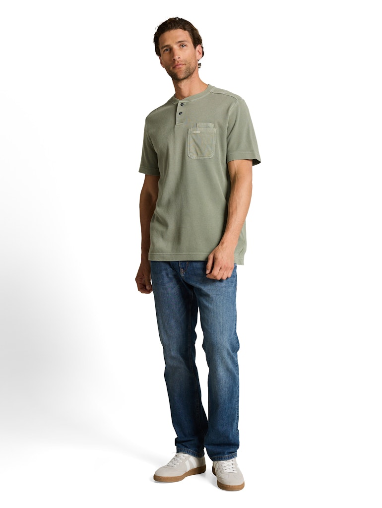 1050194 TOM TAILOR men - Henley 10767 greyish shadow olive