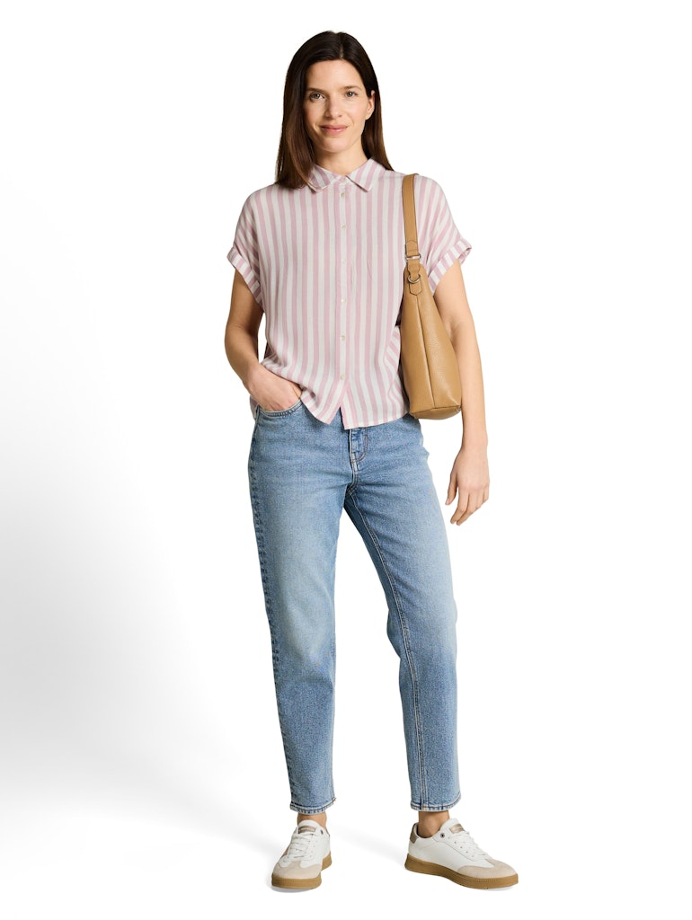 1049812 TOM TAILOR wmn - Loose Fit Bluse mit Streifen 39655 light elderberry stripe