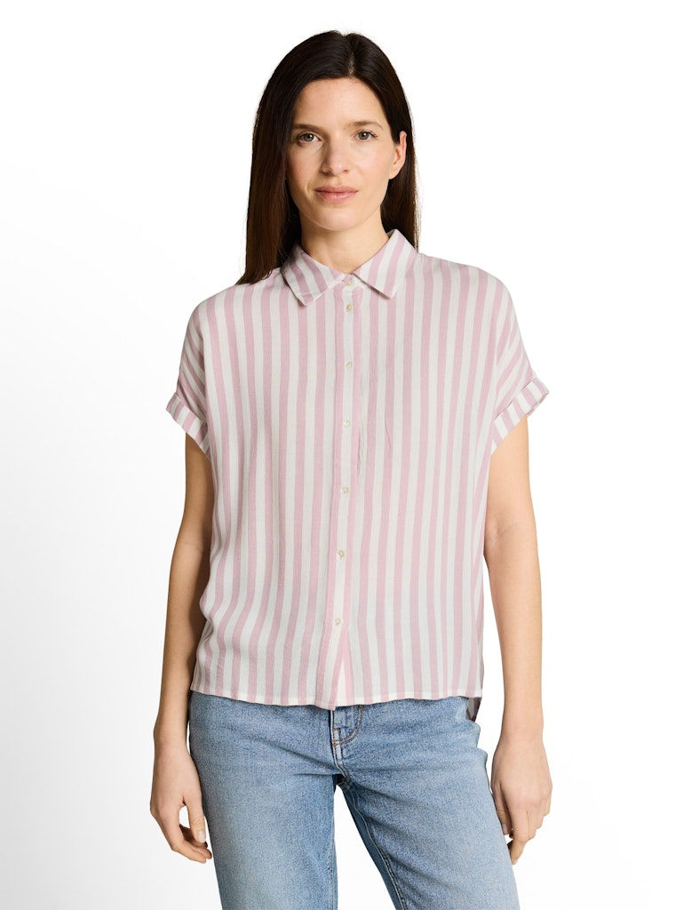 1049812 TOM TAILOR wmn - Loose Fit Bluse mit Streifen 39655 light elderberry stripe