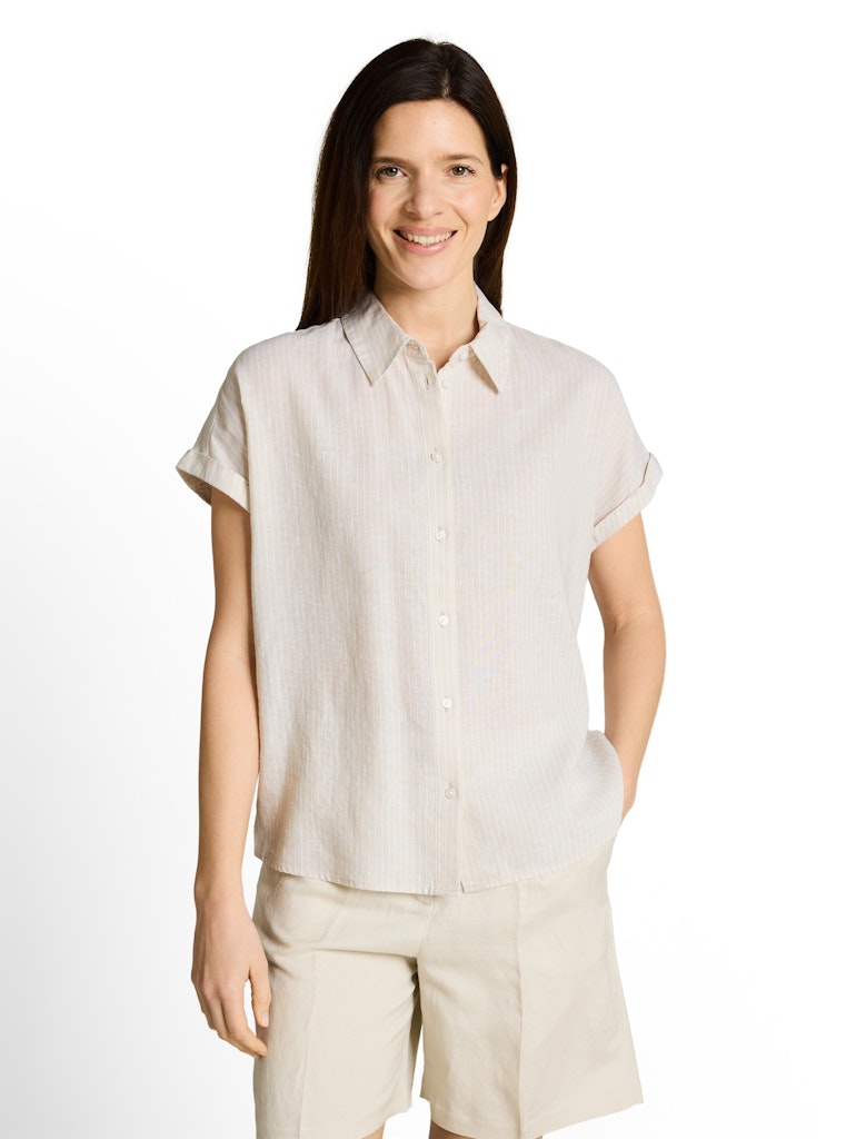 1049799 TOM TAILOR wmn - Bluse 40073 taupe white irregular stripe