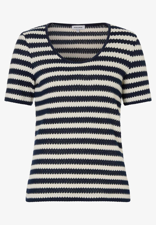 61030017 MORE&MORE - Shirt with Structure and Stripes 2041 placed stripes