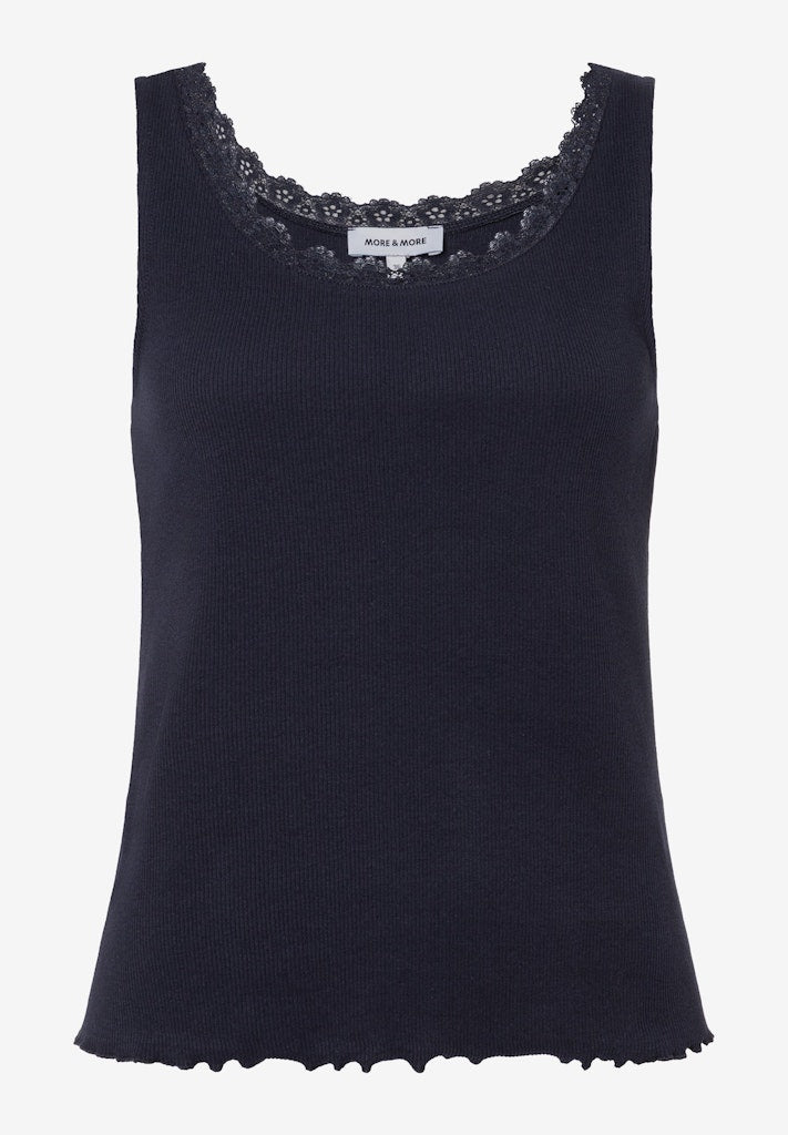 61820551 MORE&MORE - Ribbed Top with Lace Details 0375 navy