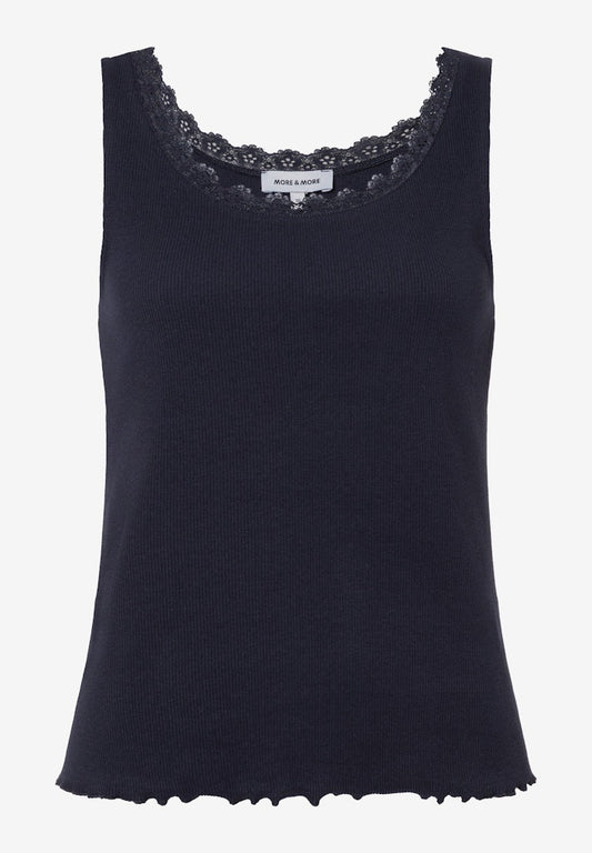 61820551 MORE&MORE - Ribbed Top with Lace Details 0375 navy