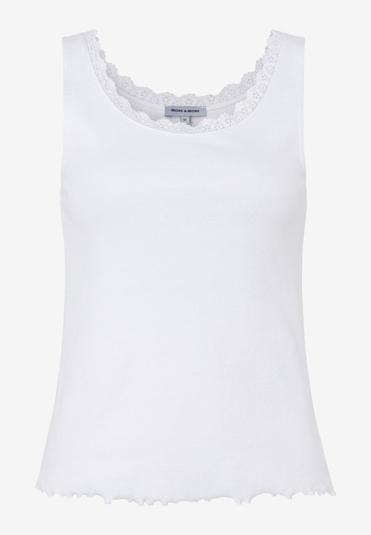 61820551 MORE&MORE - Ribbed Top with Lace Details 0010 white