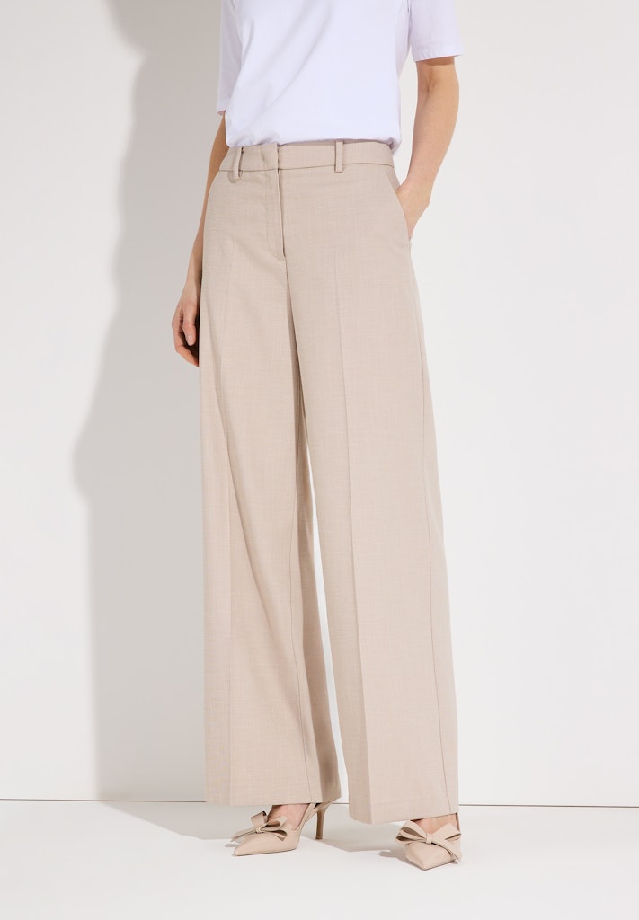 61814483 MORE&MORE - Melange Structure Wide Leg Pants 2214 powder beige melange