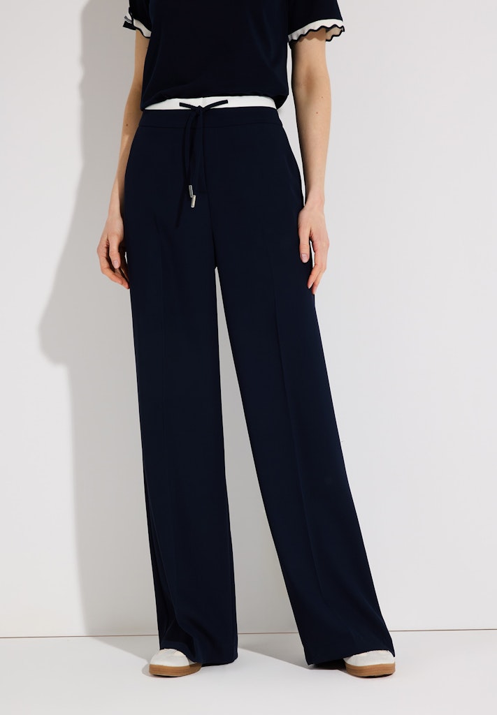 61034008 MORE&MORE - Fluent Twill Wide Leg Pants 0373 classic blue