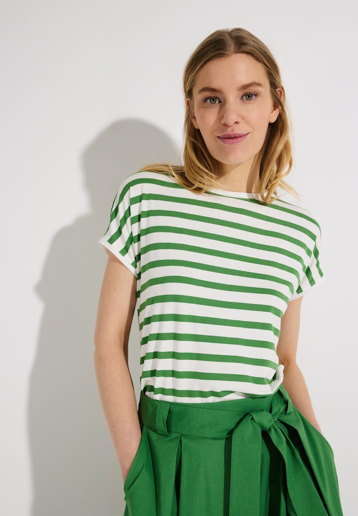 61820552 MORE&MORE - Striped Shirt 2640 garden green offwhite