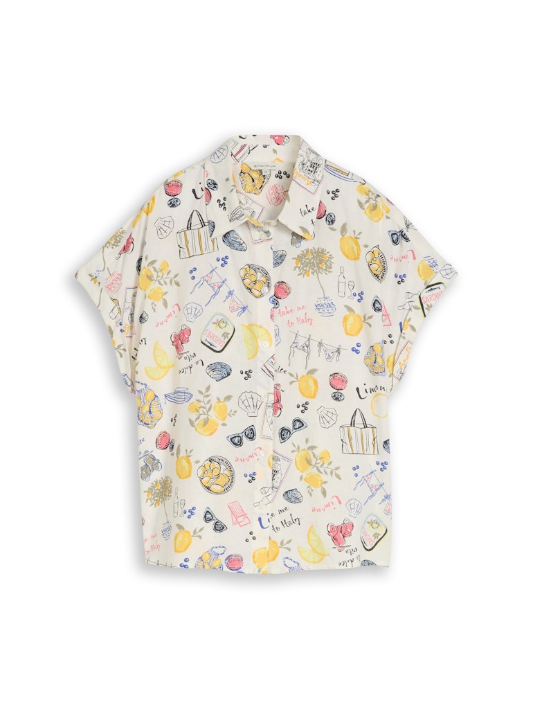 1049799 TOM TAILOR wmn - Loose Fit Bluse mit Leinenanteil 40332 summerly lemon print