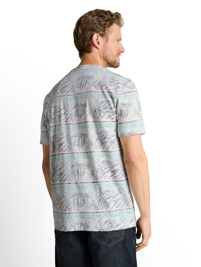 1050856 TOM TAILOR men - T-Shirt 39824 blue teal leaf stripe