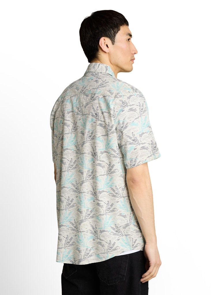 1049605 TOM TAILOR men - Halbarmhemd 39713 off white navy palm design
